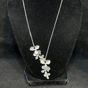 Silver Tone Cascading Orchid Cable Chain Necklace 20" (3747)